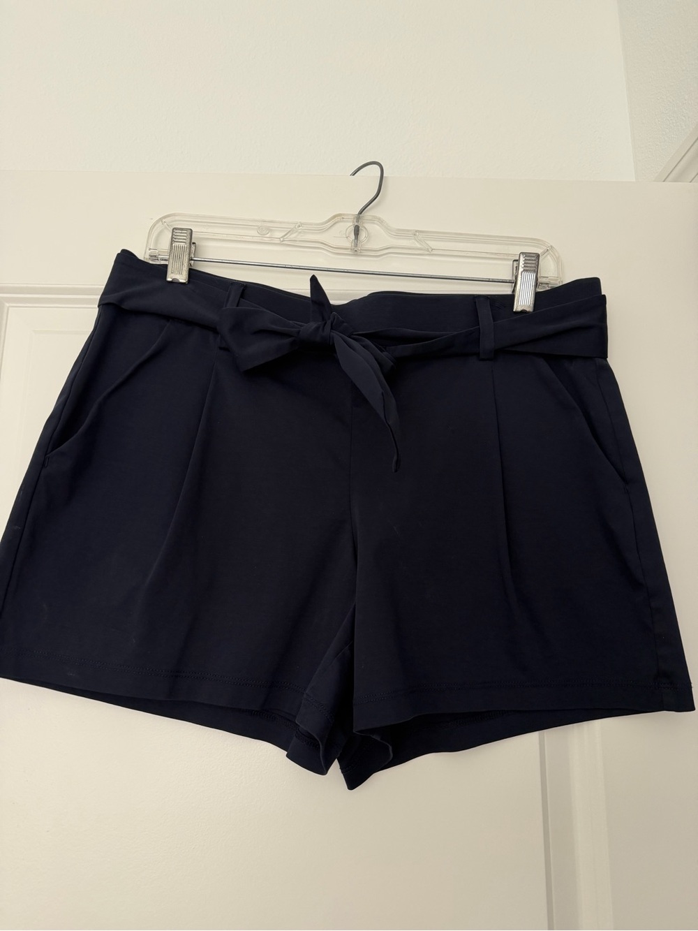 LOFT Navy Belted Bermuda Shorts